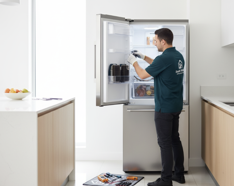 Close-up of a repaired appliance